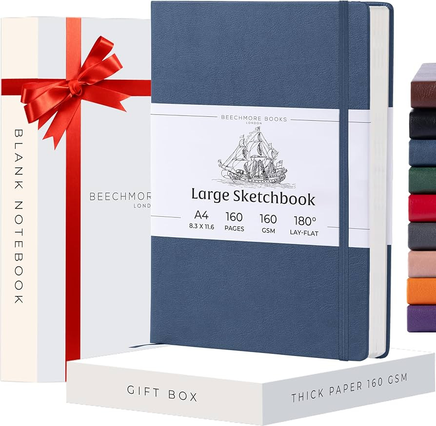 BEECHMORE BOOKS Sketch Book, A4 8.5 x 11.5 inch Blank Sketchbook for Drawing, Paint and Draw, 156... | Amazon (US)