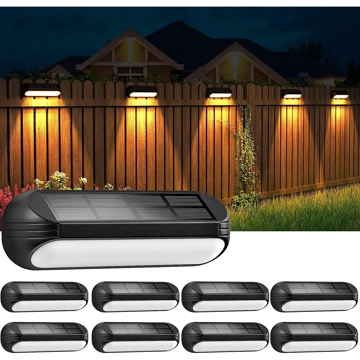 Matte Black Solar Powered Integrated LED Step Light Kit (Set of 8) | Wayfair North America