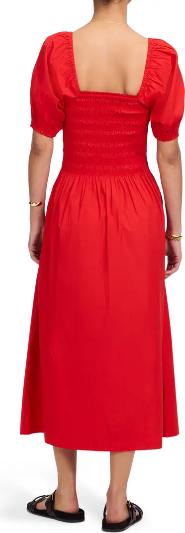 Smocked Puff Sleeve Midi Dress | Nordstrom