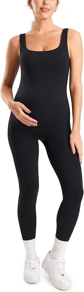 MOMANDA Maternity Jumpsuit Workout Romper for Pregnancy Seamless Leggings Bodysuit Sleeveless Squ... | Amazon (US)