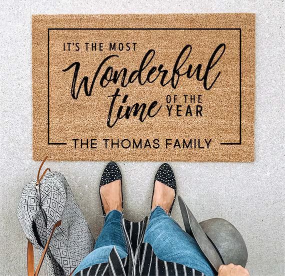 Christmas Doormat Most Wonderful Time of the Year Custom - Etsy | Etsy (US)
