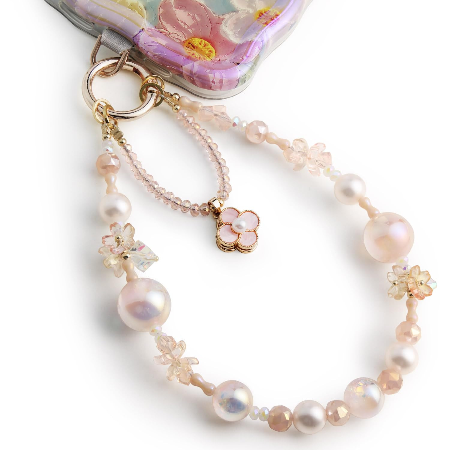 Phone Charm for Women, Anti-Theft Phone Wrist Strap Hands-Free & Beaded Chain, Detachable Cell Ph... | Amazon (US)