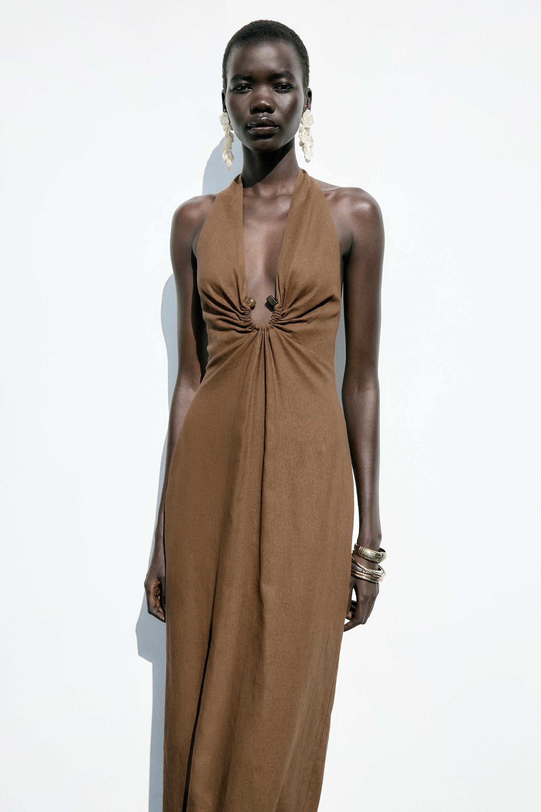 MIDI DRESS WITH BUCKLE LINEN BLEND | Zara UK