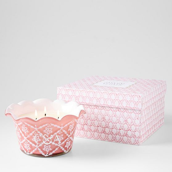 Hand Painted Block Print Candle, 3 Wick | Mark and Graham