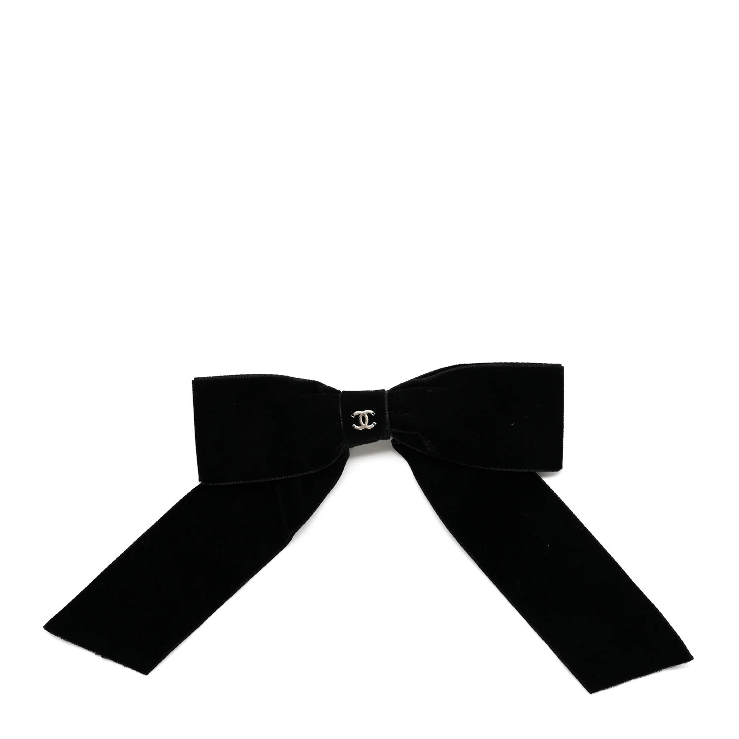 Chanel Velvet Bow CC Hair Clip Black 1691860 | FASHIONPHILE (US)