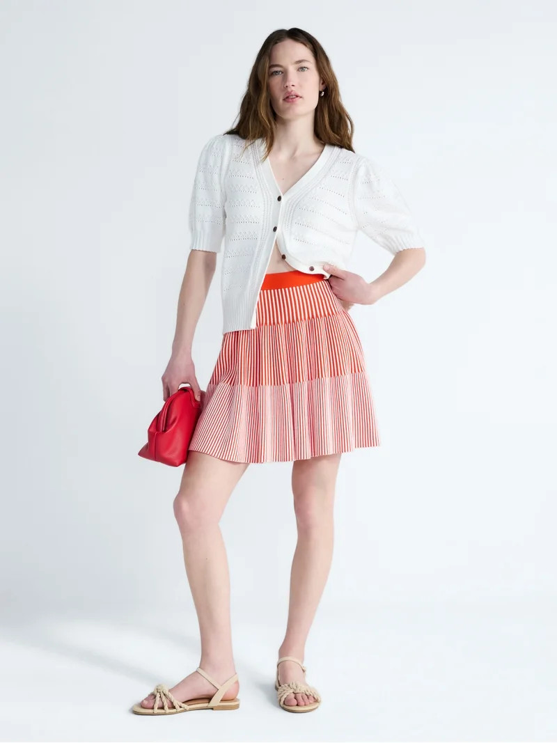 Free Assembly Women's and Women's Plus Ribbed Stitch Tiered Mini Skirt. Sizes XS-4X | Walmart (US)