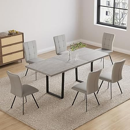 ZckyCine Modern Mid-Century Dining Table Set for 6-8 People Kitchen Dining Room Table Set Extenda... | Amazon (US)