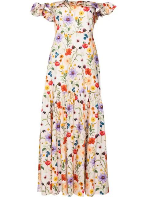 Borgo De Nor Farrah off-shoulder floral-print Dress - Farfetch | Farfetch Global
