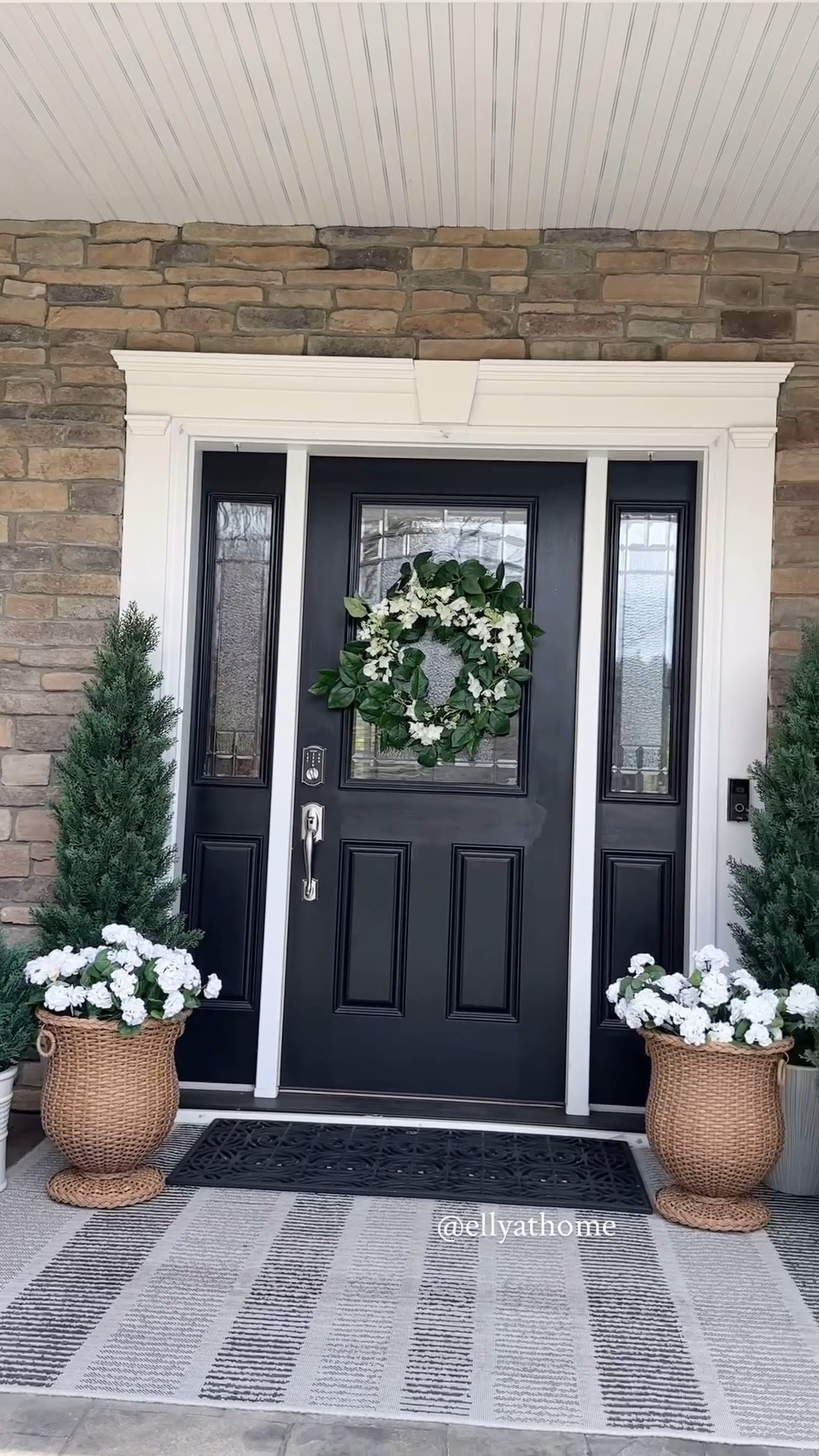 Spring/summer porch styling! I love these new outdoor resin rattan planters, outdoor faux geraniums, hanging baskets, outdoor pillows on sale. Hydrangeas wreath, cypress trees, small bush, my favorite jeans & cap and more porch, patio finds! Target, Amazon. 

#LTKHome #LTKSaleAlert #LTKdayinmylife