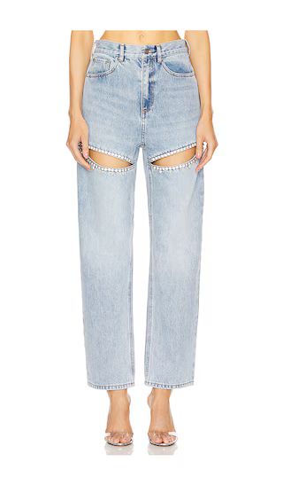 Crystal Slit Jean in Blue | Revolve Clothing (Global)