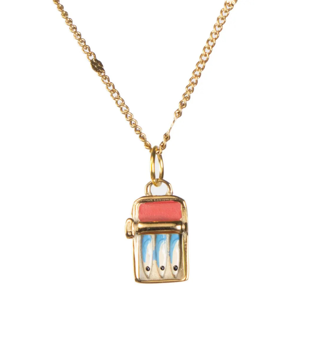 Miniature Sardine Tin Fish Necklace in Gold - Etsy | Etsy (US)