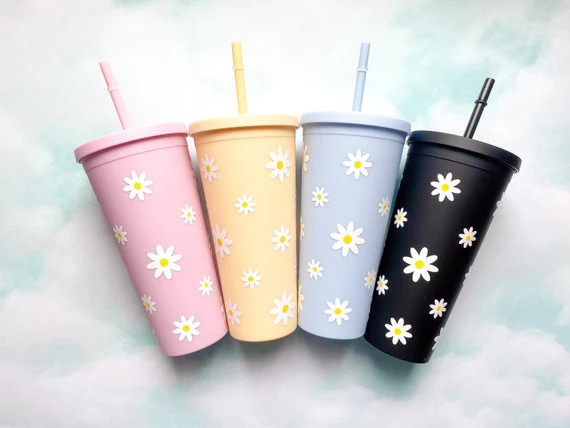 Daisy Iced Coffee Cup Daisy Iced Coffee Tumbler floral | Etsy | Etsy (US)