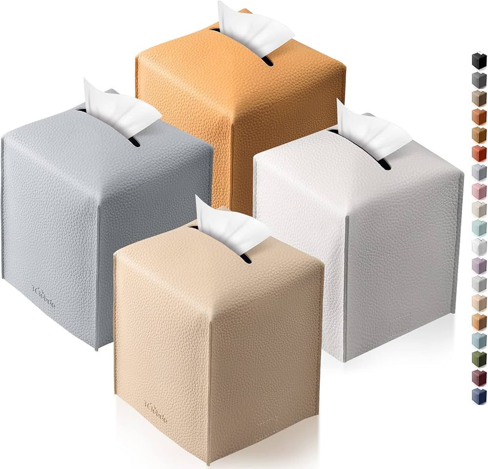 Tissue Box Cover, Tclouda, Modern PU Leather Square Tissue Box Holder for Creative Decorative, 4 ... | Amazon (US)