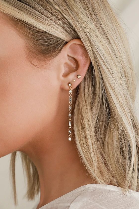 Benevolent Gold Rhinestone Drop Earrings | Lulus (US)