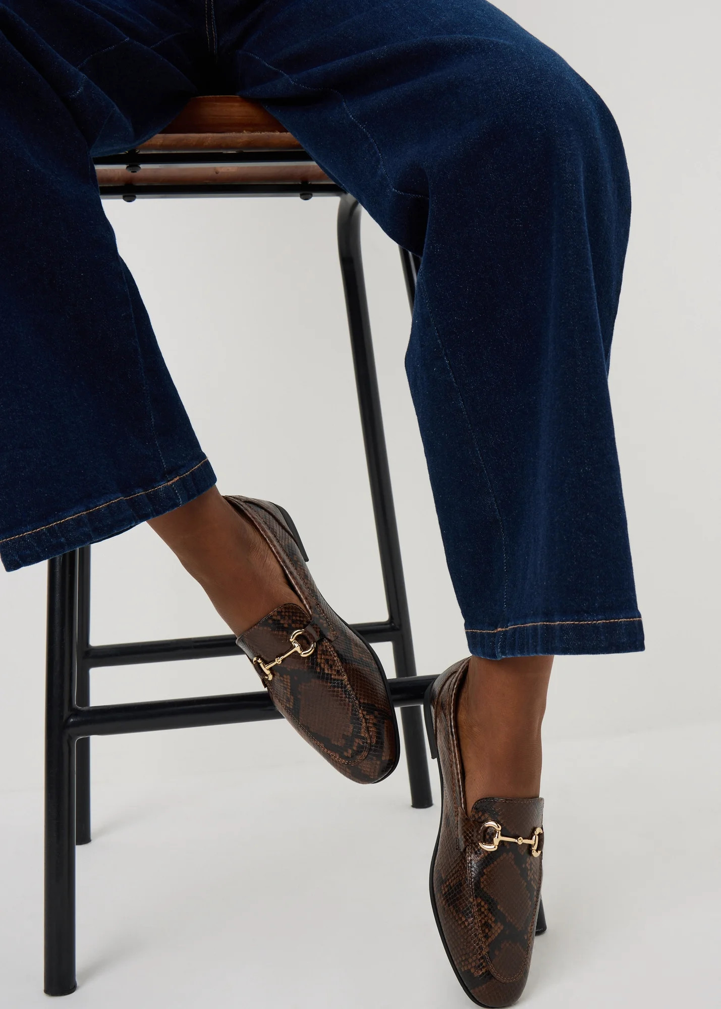 Brown Snake Print Metal Bar Loafers | Matalan (UK)