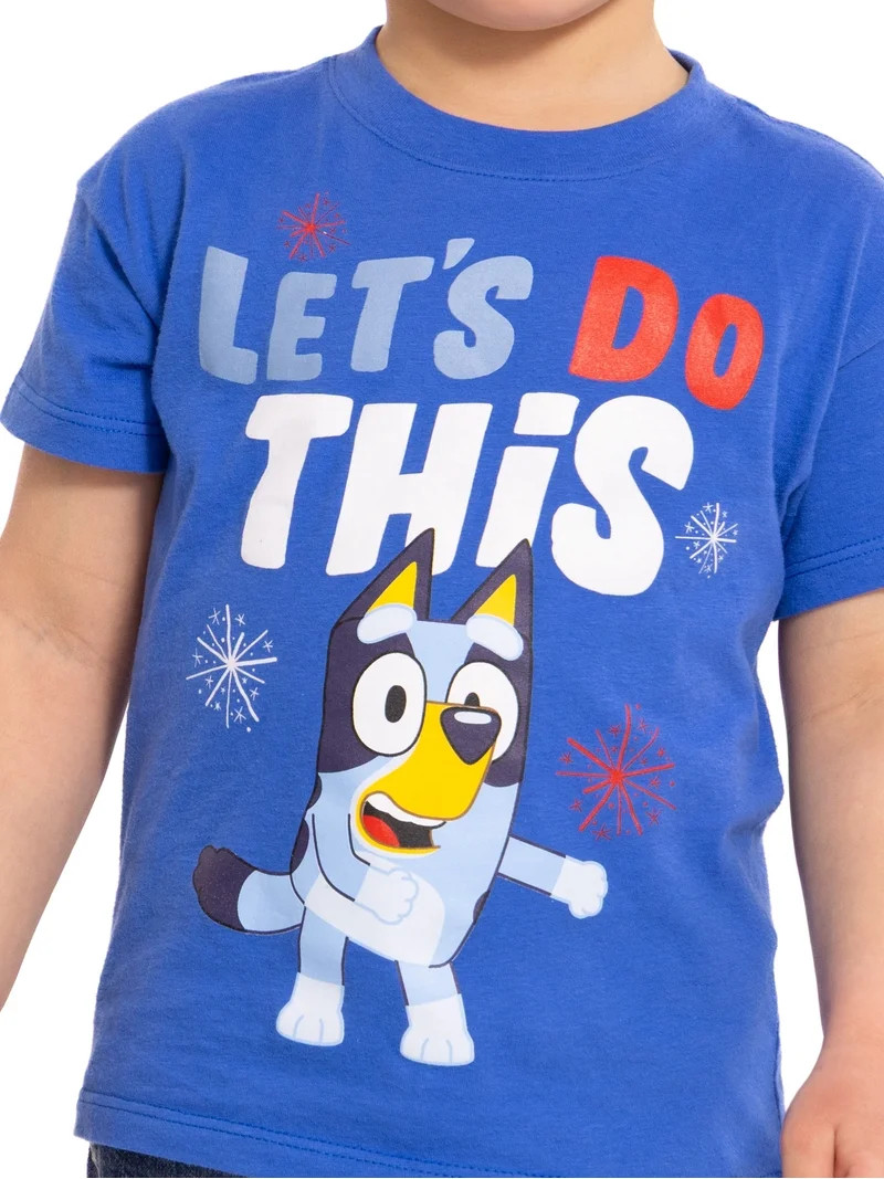 Bluey Toddler Graphic Americana Crewneck Tee with Short Sleeves, Sizes 12M-5T | Walmart (US)