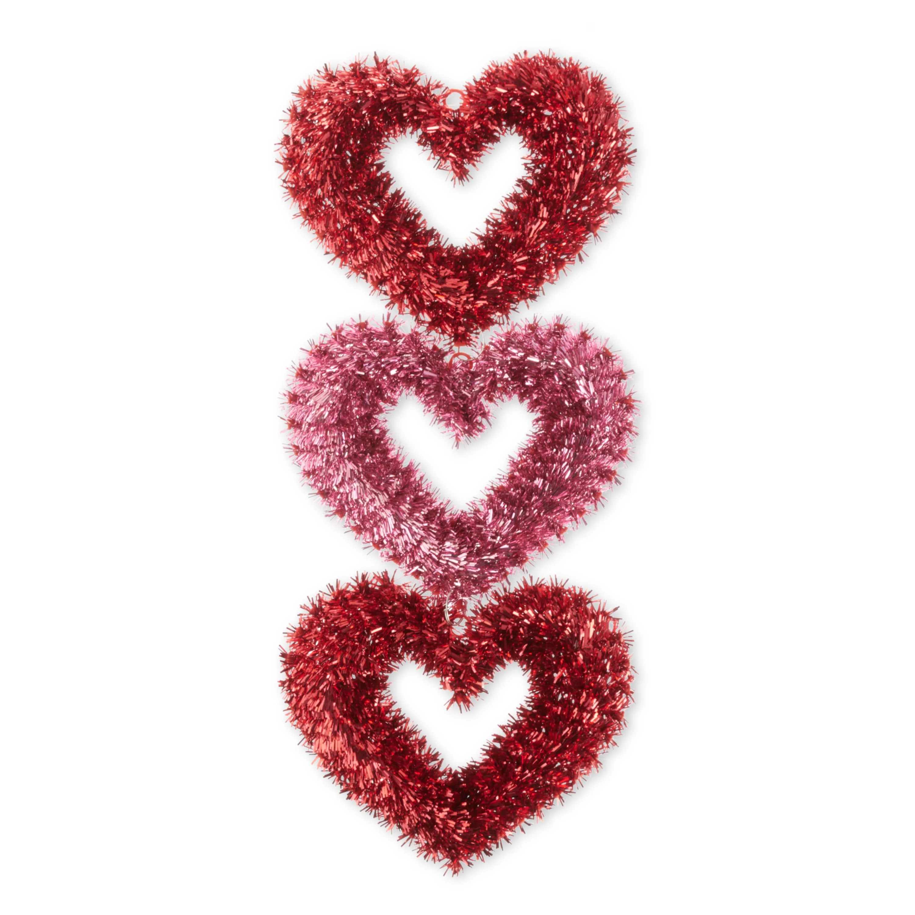 Way To Celebrate Valentine's Day Pink and Red Tinsel Heart Hanging Decoration - Walmart.com | Walmart (US)