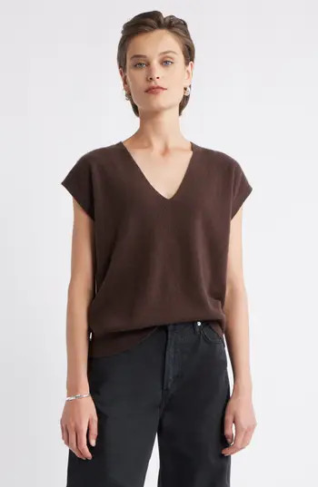 Nordstrom Cashmere V-Neck Sweater Vest in Brown Coffee at Nordstrom Rack, Size X-Small | Nordstrom Rack
