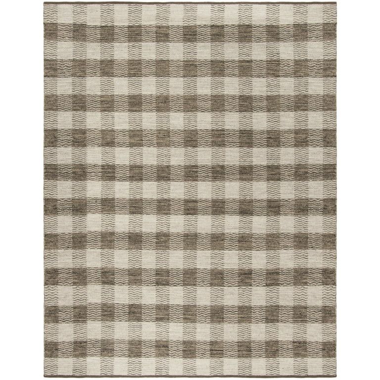 SAFAVIEH Kilim Jasmine Checkered Wool Area Rug, Light Grey/Brown, 8' x 10' | Walmart (US)