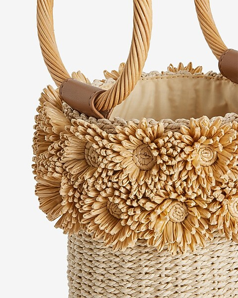 Woven Flower Bucket Bag | Express