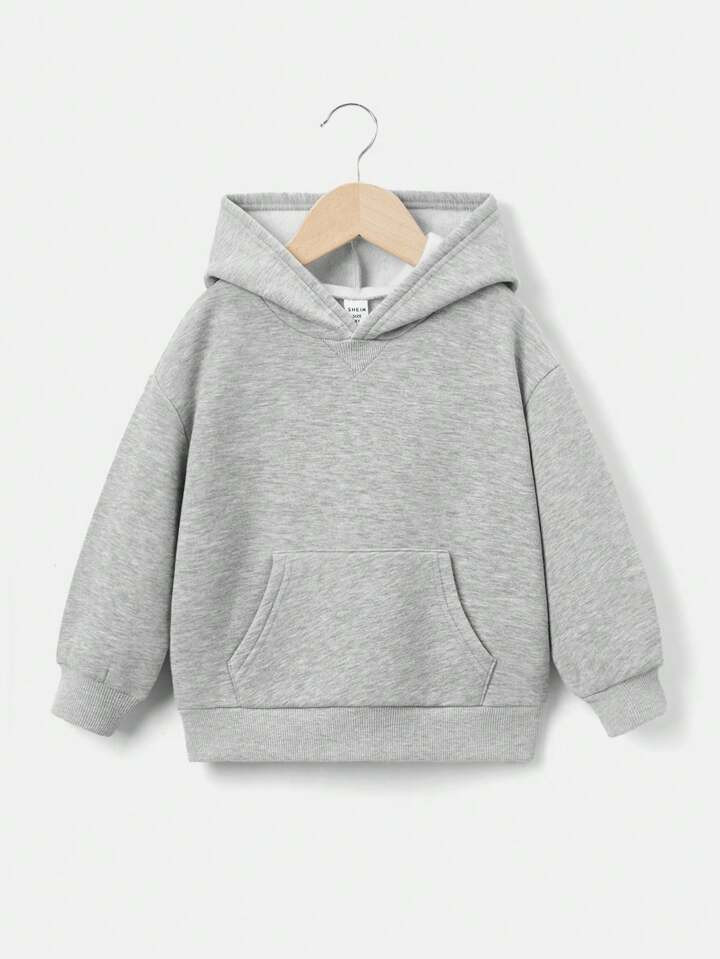 SHEIN Young Boy Kangaroo Pocket Drop Shoulder Thermal Hoodie | SHEIN