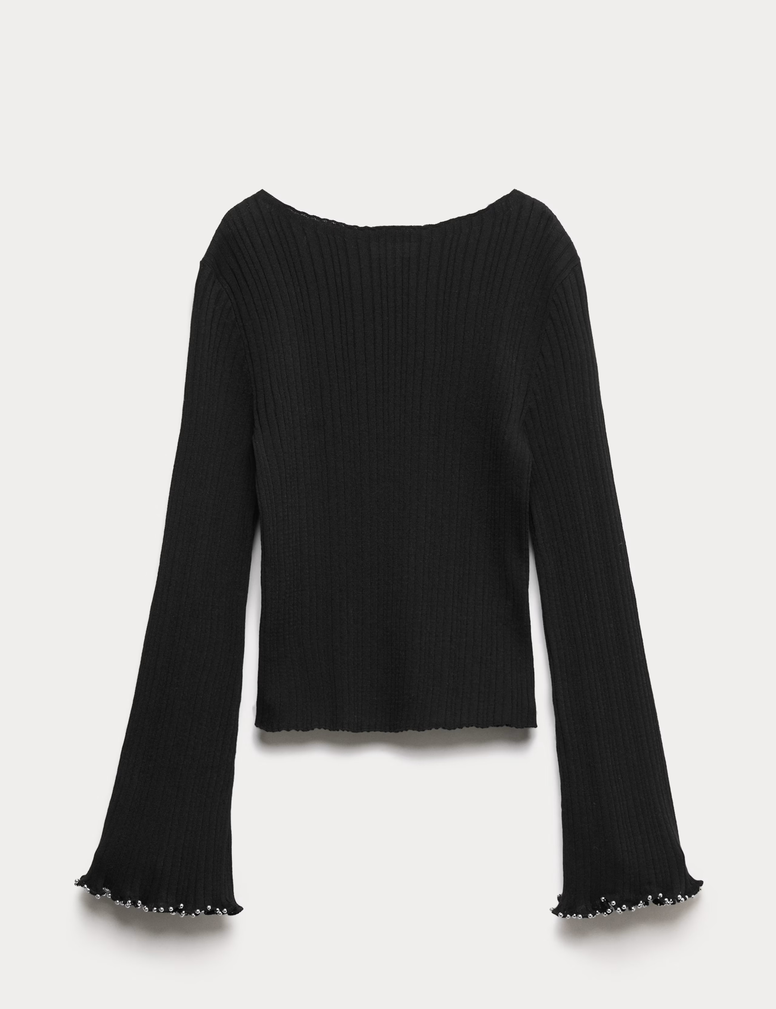 Cotton Blend Ribbed Slash Neck Fitted Cropped Knitted Top | Marks & Spencer (UK)
