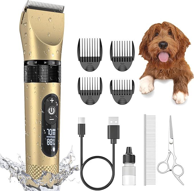 Dog Clippers for Grooming for Thick Matted Heavy Coats,5 Speed Low Noise Cordless Waterproof Dog ... | Amazon (US)