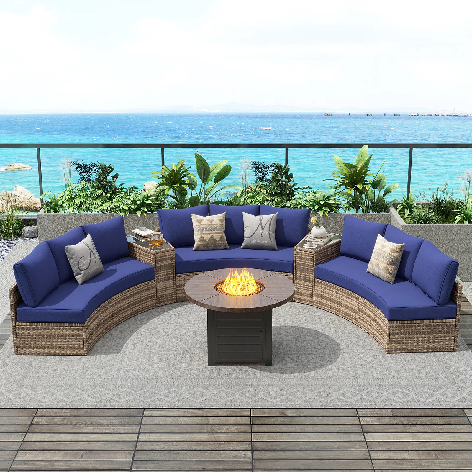 Leiny 11 Piece Rattan Sofa Seating Group With Cushions and Side Tables | Wayfair North America