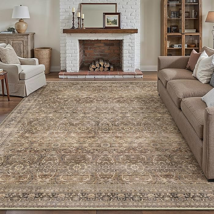 Hugear Area Rug 8x10 Vintage Brown Machine Washable Living Room Rugs Distressed Retro Floral Vacu... | Amazon (CA)