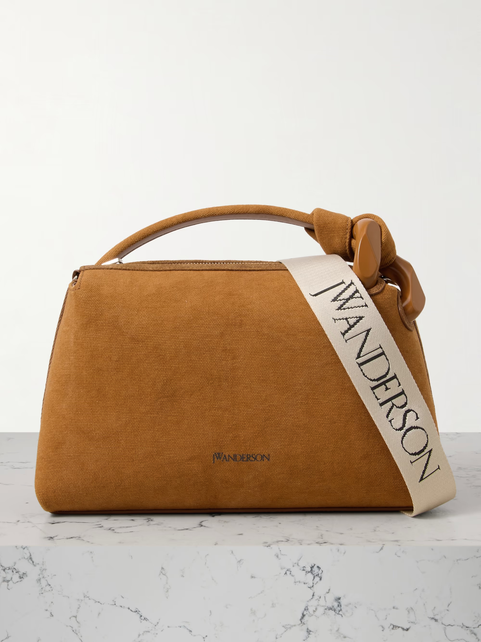 JWA Corner chain-embellished webbing-trimmed canvas shoulder bag | NET-A-PORTER (US)