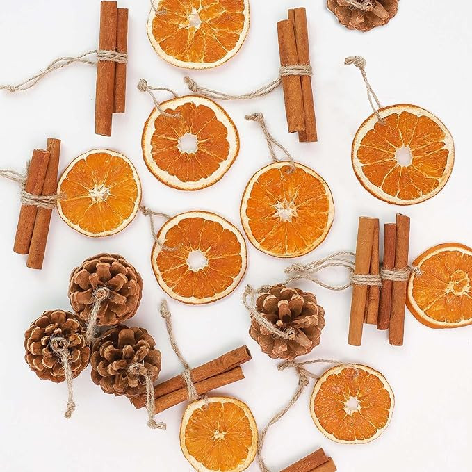 Christmas Decorations - 36Pcs Natural Orange Slices Cinnamon Pinecones Set with Jute Hangers - Un... | Amazon (US)