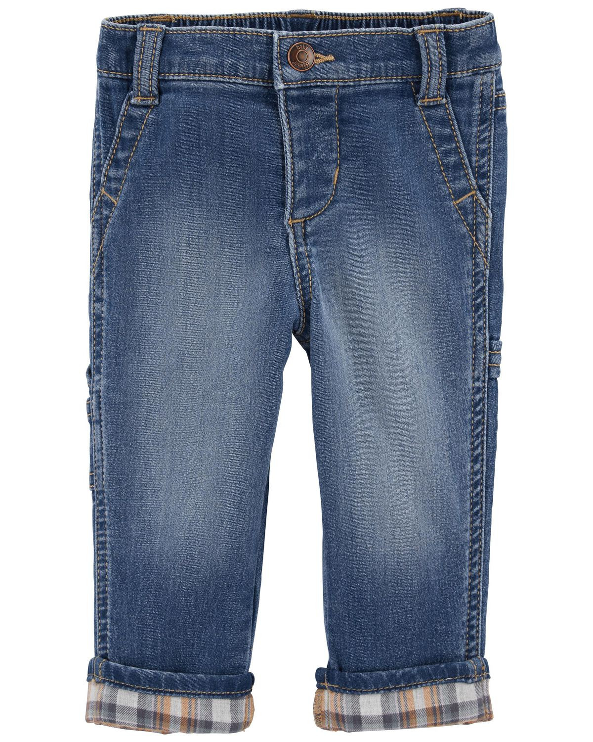 Denim Baby Plaid Lined Carpenter Jeans  | carters.com | Carter's