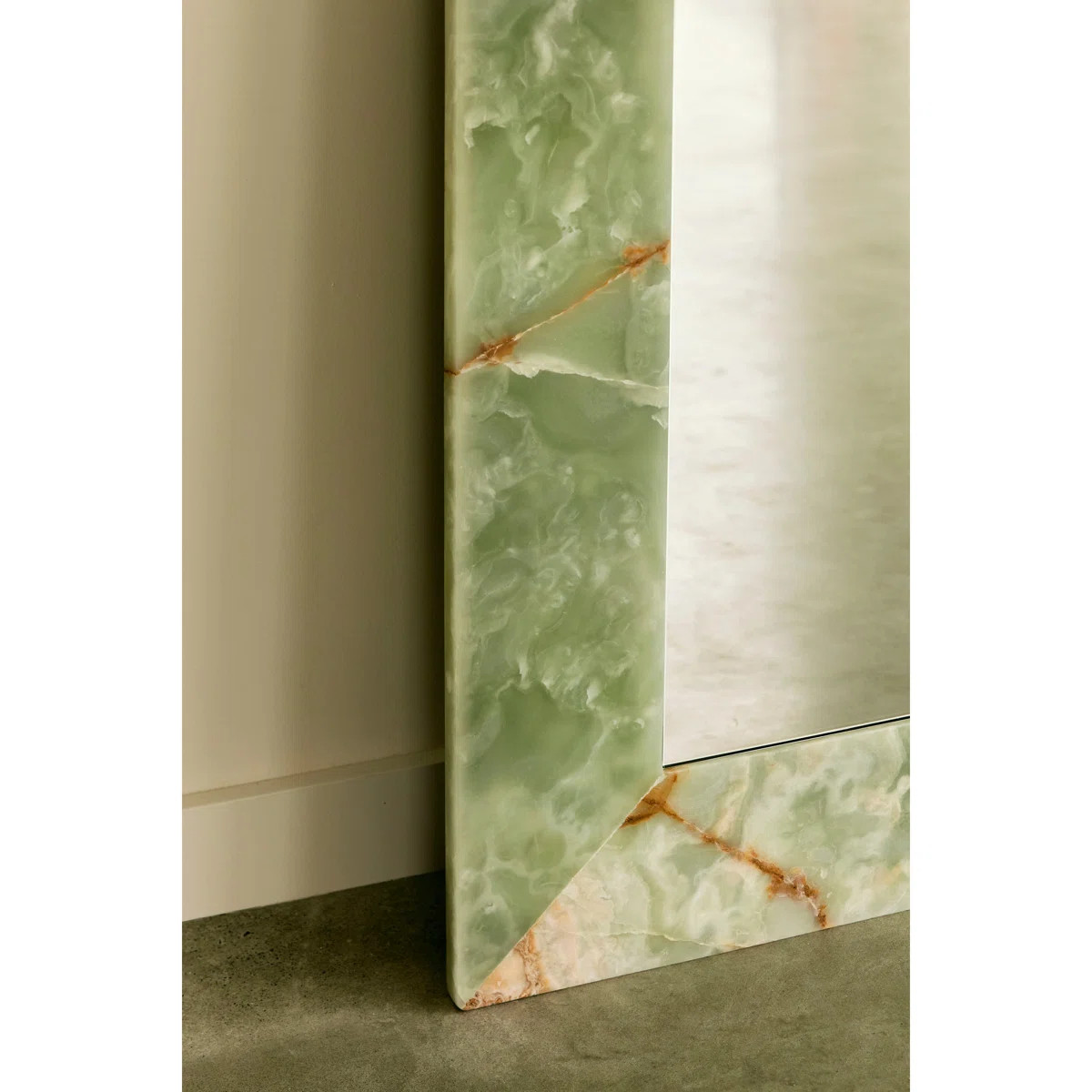Suna 35 in. x 79 in. Natural Stone Marble Rectangular Framed Mirror | Wayfair North America