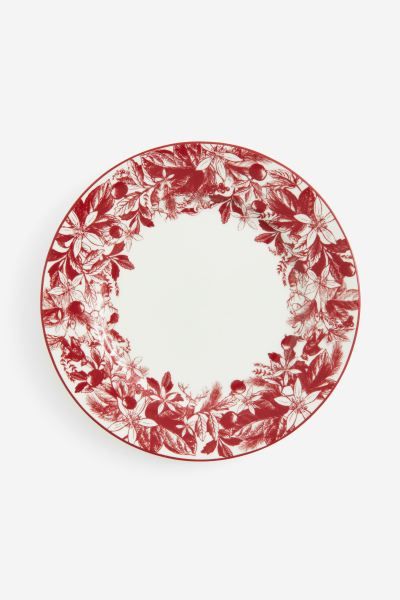 Porcelain Plate - Red/floral - Home All | H&M US | H&M (US + CA)