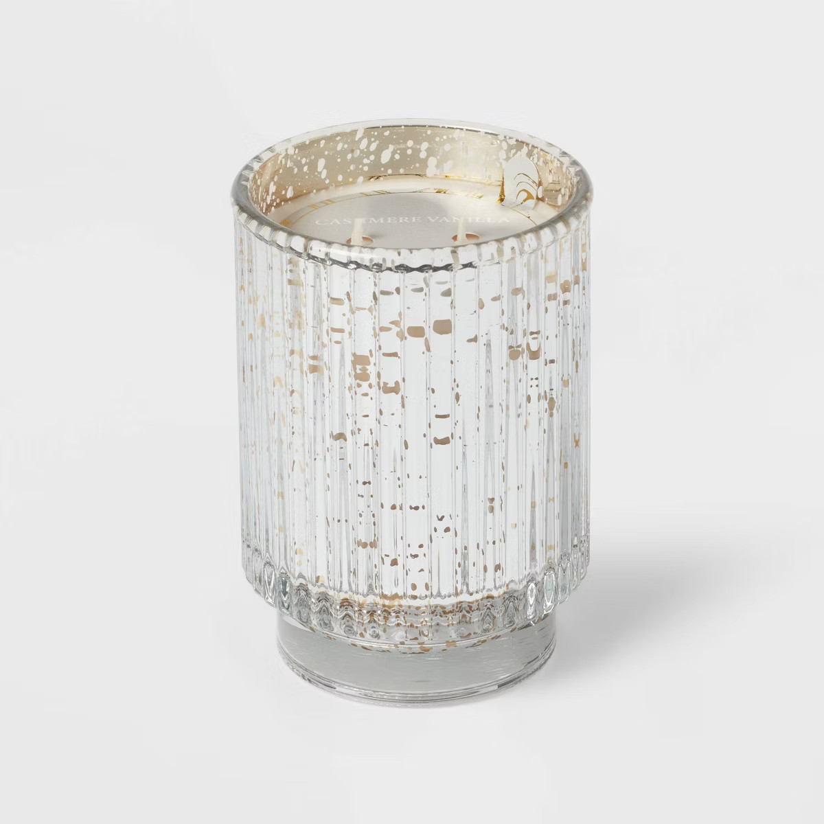 19oz Mercury Footed Ribbed Glass with Dustcover Silver/Cashmere Vanilla - Threshold™ | Target