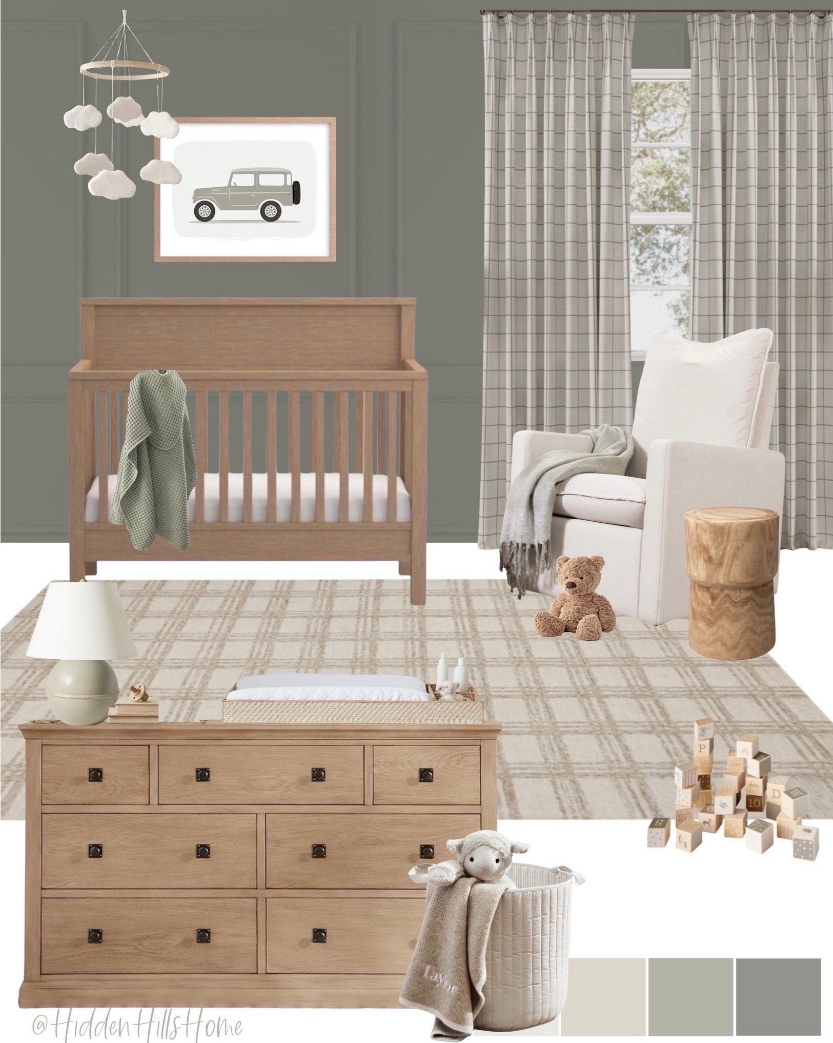 Nursery decor ideas, nursery inspiration, baby room, crib, nursery mood board, glider #nursery
Wall color is Sw evergreen fog

#LTKHome #LTKSaleAlert #LTKBaby