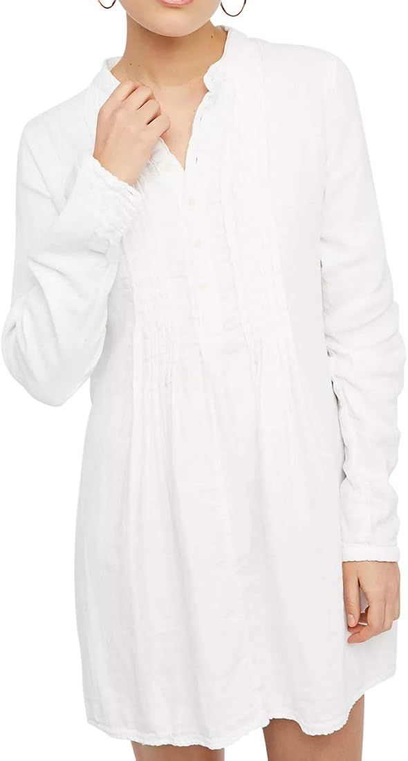 R.Vivimos Women's Tunic Dress Fall Linen Button Down Long Sleeves Casual Mini Shirt Dress | Amazon (US)