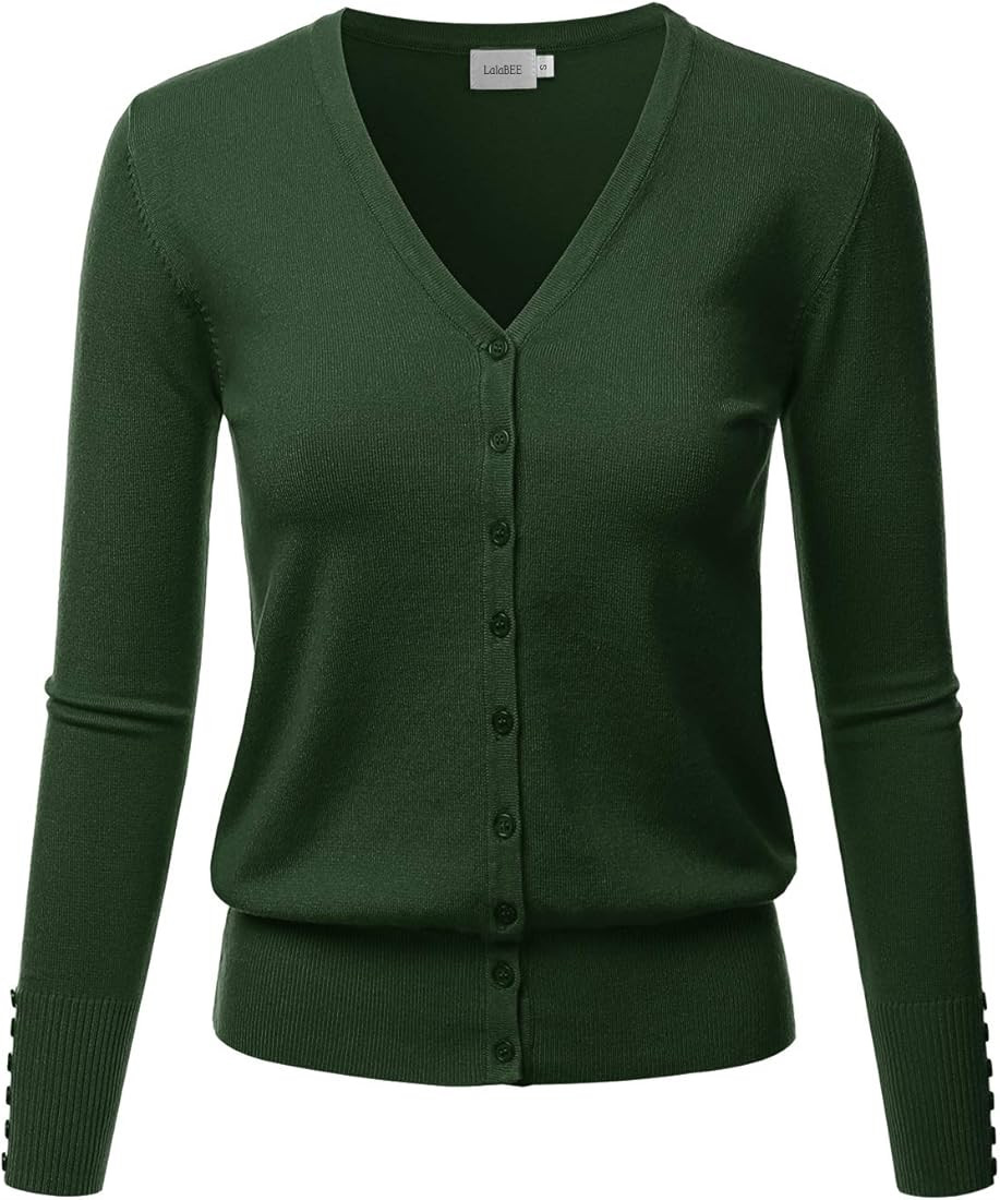 LALABEE Women's V-Neck Long Sleeve Button Down Sweater Cardigan Soft Knit(S-XXL) | Amazon (US)
