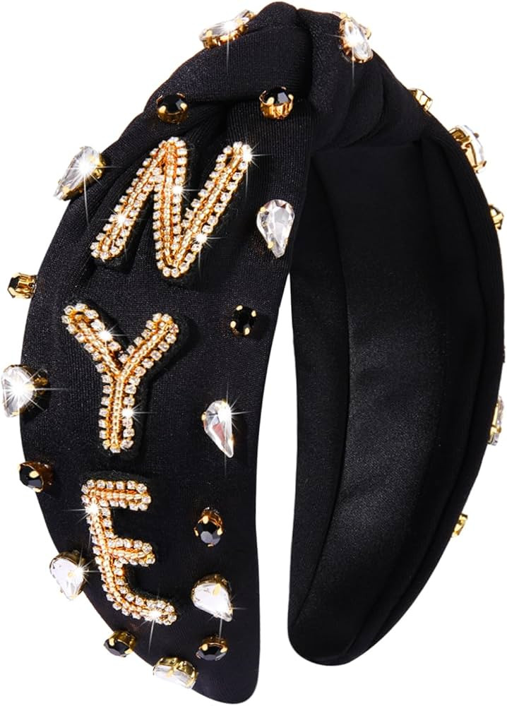 Happy New Year Headband for Women New Year’s Eve Accessories Gold Beaded NYE NEW YEAR Knotted H... | Amazon (US)