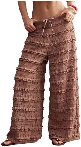 RoseSeek Women's Crochet Lace Pants Ruffle Layered Elastic Waist Mesh Bathing Suit Cover Up Beach... | Amazon (US)