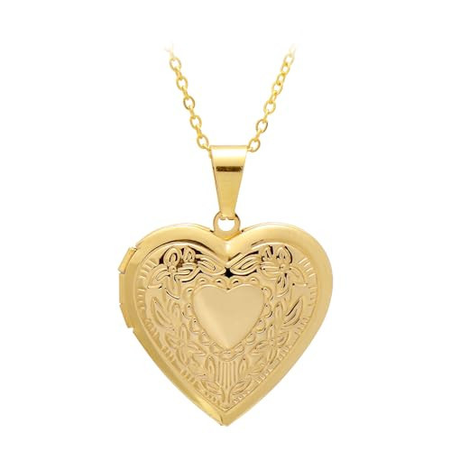Paialco Floral Heart Pendant Golden Locket Necklace for Women | Amazon (US)
