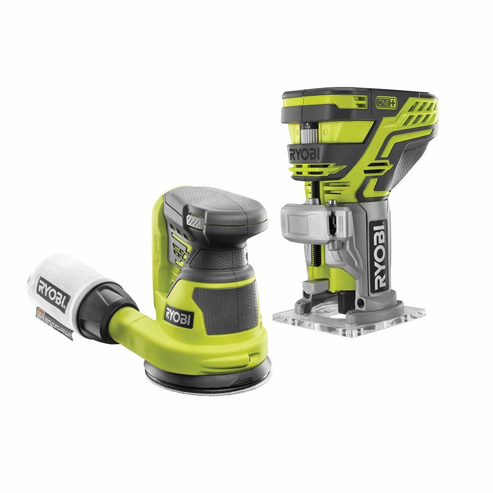RYOBI 18-Volt ONE+ Lithium-Ion Cordless Fixed Base Trim Router and 5 in. Random Orbit Sander (Tools  | The Home Depot