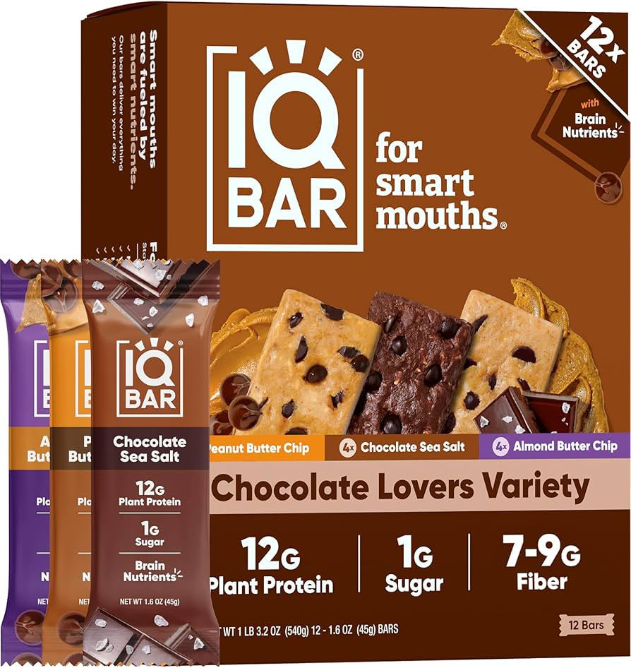 IQBAR Clean Protein Bars, Low Sugar Keto, Chocolate Variety Pack 12-Count | Amazon (US)