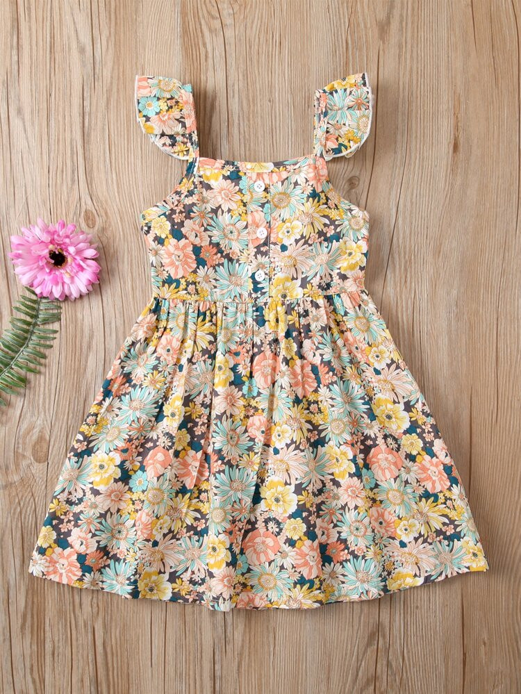 Toddler Girls Allover Floral Cami Dress | SHEIN