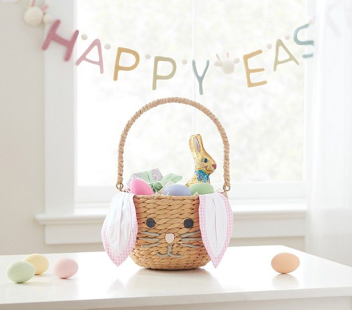 Seagrass Bunny Face Basket & Liner | Pottery Barn Kids