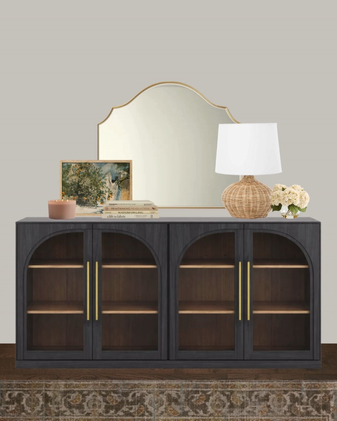 A tailored traditional cottage sideboard styled to anchor the living room with both storage and character. Dark wood furniture, classic paneling, and soft lighting help the piece feel grounded and timeless.

Sideboards work well in living rooms, dining rooms, and entryways. Keeping the styling simple allows the furniture to add visual weight without overwhelming the space.

All items used in this sideboard styling are linked on LTK. 

 #LTKHome