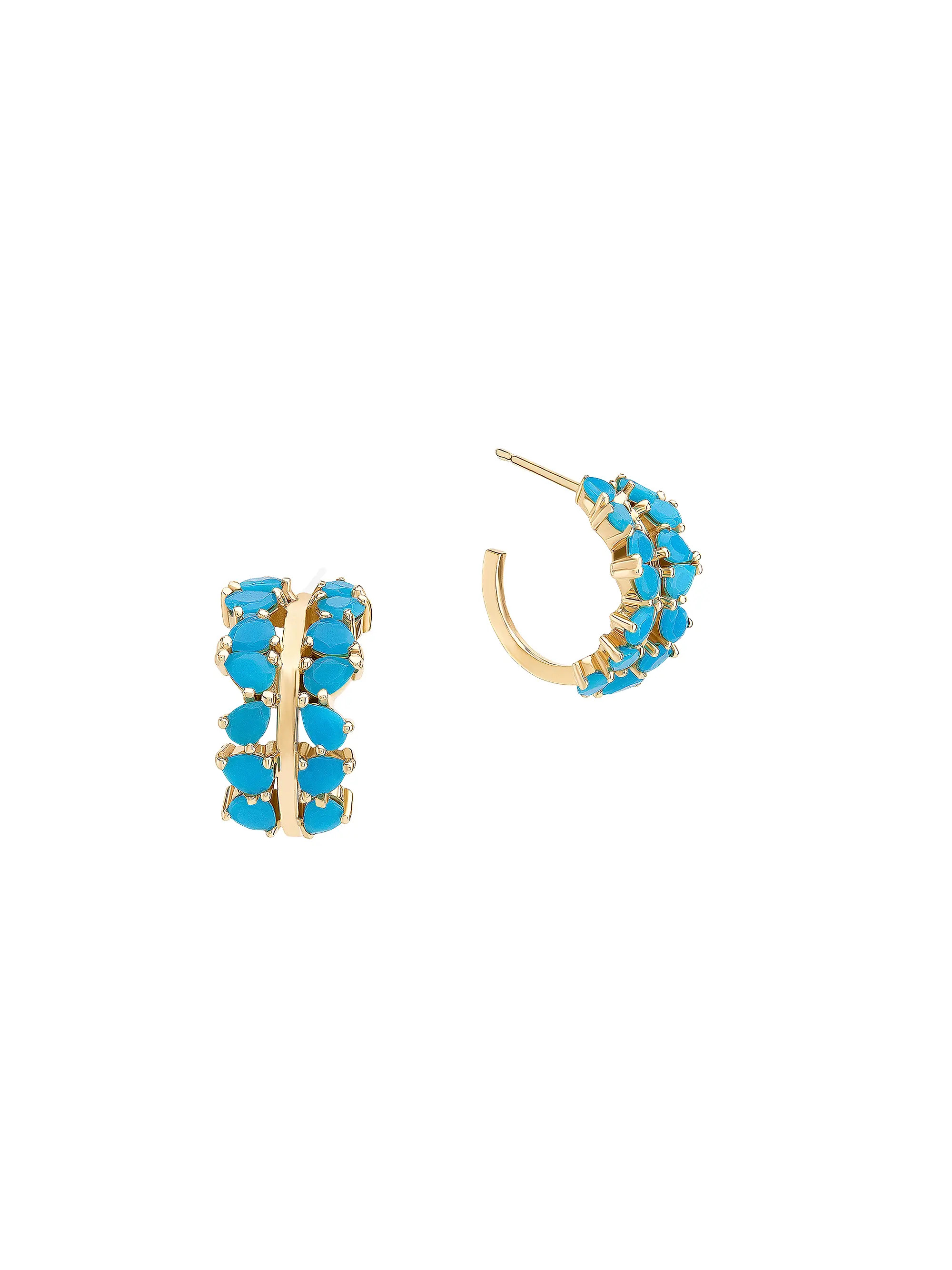 Lana 14K Yellow Gold &amp; Turquoise Huggie Earrings | Saks Fifth Avenue | Saks Fifth Avenue