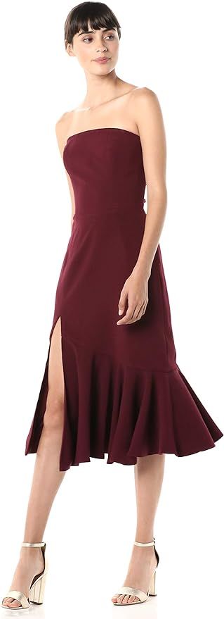 Dress the Population Women's Madison Strapless Midi Dress with Slit | Amazon (US)