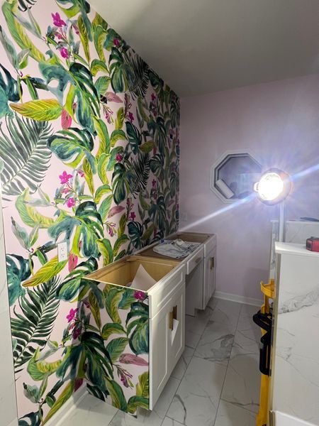 Obsessing over each design step we’ve made in my girls bathroom - this week it’s the bold tropical peel and stick wallpaper.
Super easy to apply and perfect for an accent wall


#LTKstyletip #LTKhome