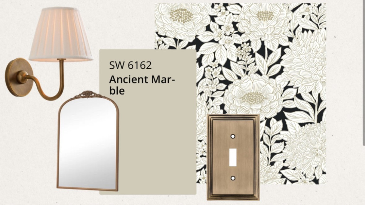 Design boards make my heart happy. Looking forward to seeing this bathroom shine. 

#makeover #diy #wallpaper #antiquebrass #bathroomreno #homerenovations #interiordesign

#LTKHome #LTKSaleAlert #LTKFindsUnder50